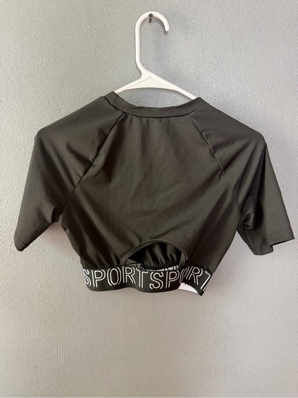 Black Branded Short Sleeve Crop Top
